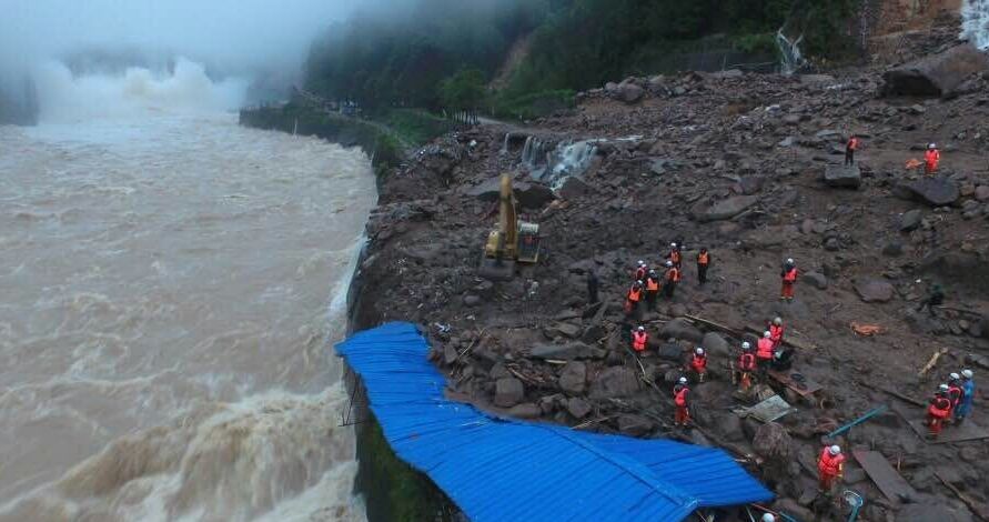 福建泰寧山體滑坡現場航拍圖